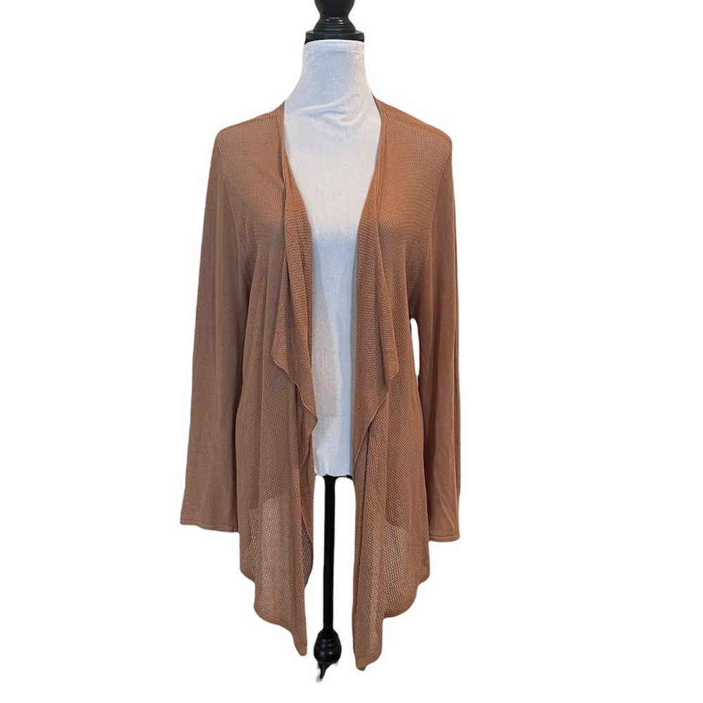 AugustSilk open front knit waterfall fall camel colour cardigan size extra large
